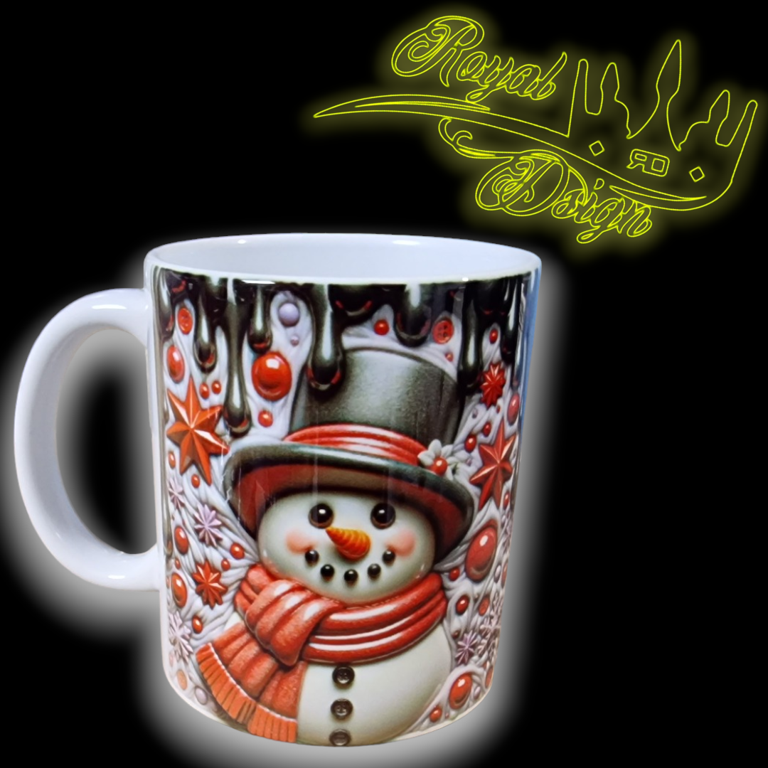 Keramik Fototasse Schneemann Schwarz/Rot