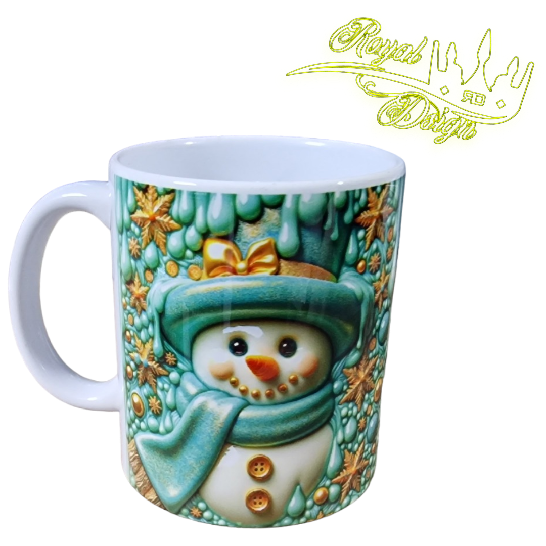 Keramik Fototasse Schneemann Türkis